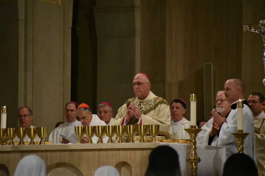 Archbishop Joseph Naumann, joined by Cardinals DiNardo and O'Malley at the vigil Mass ahead of the MArch for Life 2019. ?w=200&h=150