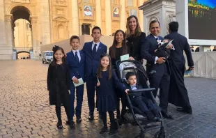 Melissa Villalobos and her family at the canonization of St. John Henry Cardinal Newman.   Daniel Ibanez/CNA