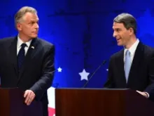 Republican candidate Ken Cuccinelli (R) and Democratic candidate Terry McAuliff (L) take part in a debate on Sept. 25, 2013. 