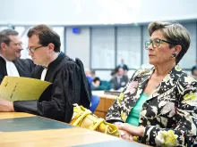 Viviane Lambert, mother of Vincent Lambert, at the Grand Chamber judgement, June 5, 2015. 