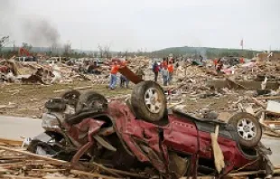 Volunteers help clean up debris April 29, 2014 after a tornado ripped through Vilonia, Arkansas on April 27.   Mark Wilson/Getty Images News/Getty Images.