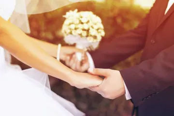 Wedding couple holding hands Copyright SunKids via wwwshutterstockcom CNA 9 16 15