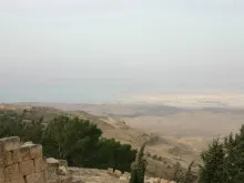 The view of the West Bank and Israel from Mount Nebo. 