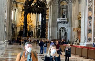 Visitors inside of St. Peter's Basilica March 2020.   Ben Crockett/EWTN News