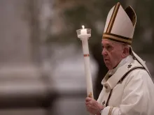 Pope Francis celebrates the Easter Vigil April 11, 2020. 