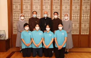 Pro-life students pictured with the Apostolic Nuncio to Korea Aug. 21, 2020. Photo courtesy of the South Korean Pro-Life Students Association. 