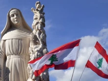 A statue of St. Rita at the entrance of the Italian town of Cascia, donated by Lebanon in 2015.