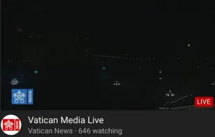 A YouTube screenshot of St. Peter’s Square at night. 