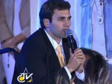 Felipe Passos speaks at the World Youth Day 2013 prayer vigil. 