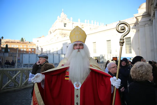 Wolfgang Georg Kimmig Liebe a German who dresses as St Nicholas at the general audience in St Peters Square Dec 2 2015 Credit Daniel Ibanez CNA 12 2 15
