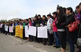 Women in Kyrgyzstan protest bride kidnapping on May 18, 2011.   Kyz-Korgon Institute