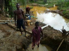 Workers at a gold mine in Liberia, September 2011. 