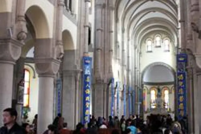 Worshipers in the Basilica of Our Lady of Sheshan February 2011 Credit Santo Chino CNA World Catholic News 5 24 11