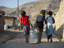 Yazidi children at a refugee camp. 