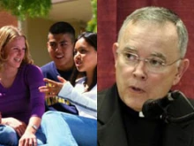Young people and Archbishop Charles Chaput