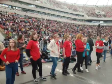 Youth at the Stadium prayer event in Warsaw, Oct. 6, 2018. 