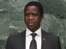 Zambian president Edgar Lungu, who was recently rebuked by Christian leaders, addresses the United Nations, Sept. 29, 2015. 