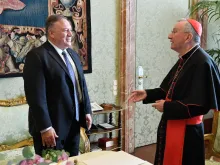 U.S Secretary of State Mike Pompeo meets Vatican Secretary of State Cardinal Pietro Parolin at the Vatican, Oct. 1, 2020. Photo 