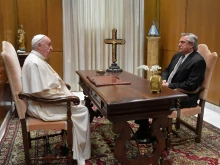 Argentine President Alberto Fernández meets with Pope Francis at the Vatican, May 13, 2021