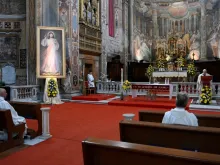 Pope Francis celebrates Mass at Santo Spirito in Sassia April 19, 2020. 