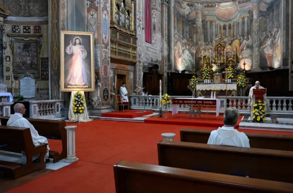Pope Francis celebrates Mass at Santo Spirito in Sassia April 19, 2020. / Vatican Media