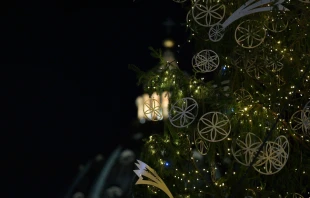 Decorations on the Christmas tree in St. Peter’s Square on Dec. 11, 2020.   Vatican Media. Ornament-making photos courtesy of Sabina Šegula. St. Peter's Basilica nativity credit: Courtney Mares.