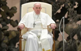 Pope Francis at his general audience in the Paul VI Audience Hall at the Vatican Oct. 28, 2020.   Vatican Media.