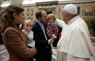 Pope Francis meets staff of the Vatican Dicastery for Laity, Family and Life Nov. 16, 2019.   Vatican Media.