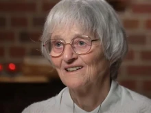 Eighty-three-year-old Sister Bernadette Moriau of France speaks about her miraculous cure following her visit to the Sanctuary of Our Lady of Lourdes, Dec. 18, 2022.