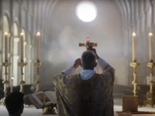 Mass at St. Michael’s Abbey in California.