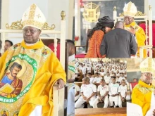 Archbishop Ignatius Ayau Kaigama of the Abuja Archdiocese at St. Luke’s Parish, Kubwa, during a confirmation Mass.