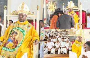Archbishop Ignatius Ayau Kaigama of the Abuja Archdiocese at St. Luke’s Parish, Kubwa, during a confirmation Mass. Credit: Photos courtesy of the Catholic Archdiocese of Abuja