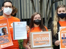 Members of Actívate (Get Active) deliver more than 33,000 signatures to the Mexican Ministry of the Interior (SEGOB) and the attorney general’s office Aug. 24, 2022, demanding justice for two Jesuit priests murdered in June.