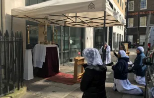 Adoration takes place outside St. Patrick’s, Soho, in London’s West End. Courtesy: St. Patrick’s, Soho 