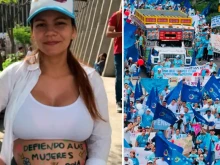 Adriana (left)  / March for Life in Medellín, Colombia, on June 3, 2023.