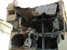 Caritas' medical clinic that was destroyed by an airstrike