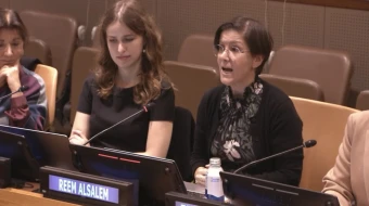 Reem Alsalem (right), the United Nations special rapporteur on violence against women and girls, opposes surrogacy at an Oct. 9, 2025, U.N. event hosted by the Italian government.