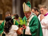 Pope Francis celebrates the closing Mass of Amazon synod October 27, 2019. 