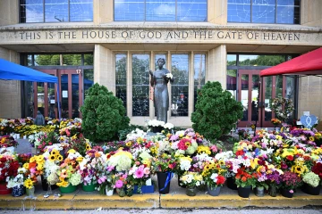 Flowers outside Annunciation Church
