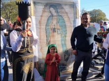 Scene from the 2023 Guadalupan Torch Run, arriving in South Carolina.