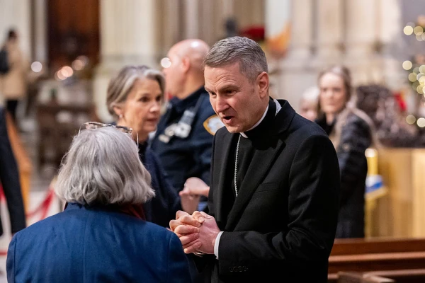 New York Archbishop-elect Ronald Hicks meets people at St. Patrick’s Cathedral on Dec. 18, 2025, in New York City. Credit: Adam Gray/Getty Images