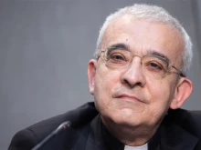 Archbishop Filippo Iannone speaks at a press conference presenting the reform of canon law on June 1, 2021. Pope Leo XIV on Sept. 26, 2025, appointed Iannone as prefect of the Vatican Dicastery for Bishops, a department the pope himself once led.
