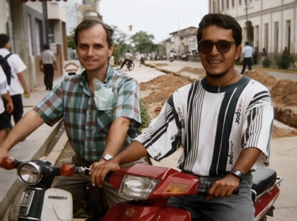 Armando Lovera and then-Father Robert Prevost in Iquitos, Peru. Credit: Photo courtesy of Armando Lovera