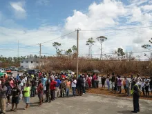 Residents receive food and water as part of relief efforts by Royal Caribbean Cruises, Ltd. (RCL) in the aftermath of Hurricane Dorian on September 12, 2019 in Grand Bahama, Bahamas. 