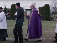 Bishop Robert Barron at Calvary Cemetery in Rochester, Minnesota, where he led a reconsecration rite on Nov. 11, 2022.