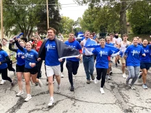 Finish line of the A-Cross America Relay, hosted by Benedictine College in Atchison, Kansas.