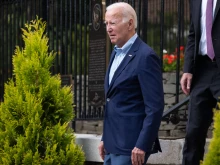 President Joe Biden leaves after attending Mass at Holy Trinity Catholic Church in Washington, D.C., on Aug. 27, 2023.