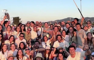 Young people on the esplanade of Tor Vergata during the vigil with Pope Leo XIV. Credit: Courtesy of Claudia Arrieta