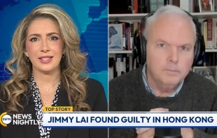 Bill McGurn, Wall Street Journal columnist and godfather of Jimmy Lai, speaks with “EWTN News Nightly” anchor Veronica Dudo on Dec. 15, 2025. Credit: “EWTN News Nightly”/Screenshot
