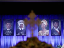 A still from “Trailblazers of Faith: The Legacy of African American Catholics,” which tells the inspiring story of how African Americans found a home in Catholicism without abandoning their identity or culture. Those pictured are the African Americans currently on the path to sainthood: Venerable Henriette DeLille, Julia Greeley, Father Augustus Tolton, Mother Mary Lange, Pierre Toussaint, and Sister Thea Bowman.